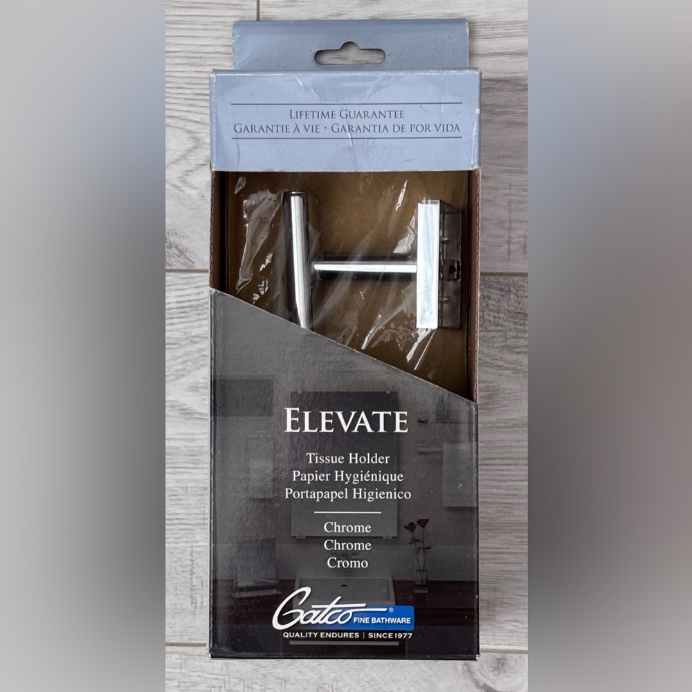 Gatco Elevate Euro Single Post Modern Toilet Paper Tissue Holder in Chrome